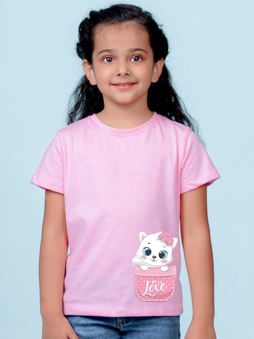 

NUSYL Girls Round Neck T-shirt, Pink