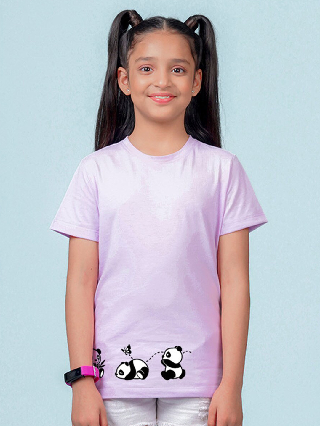 

NUSYL Girls Printed Round Neck T-shirt, Lavender
