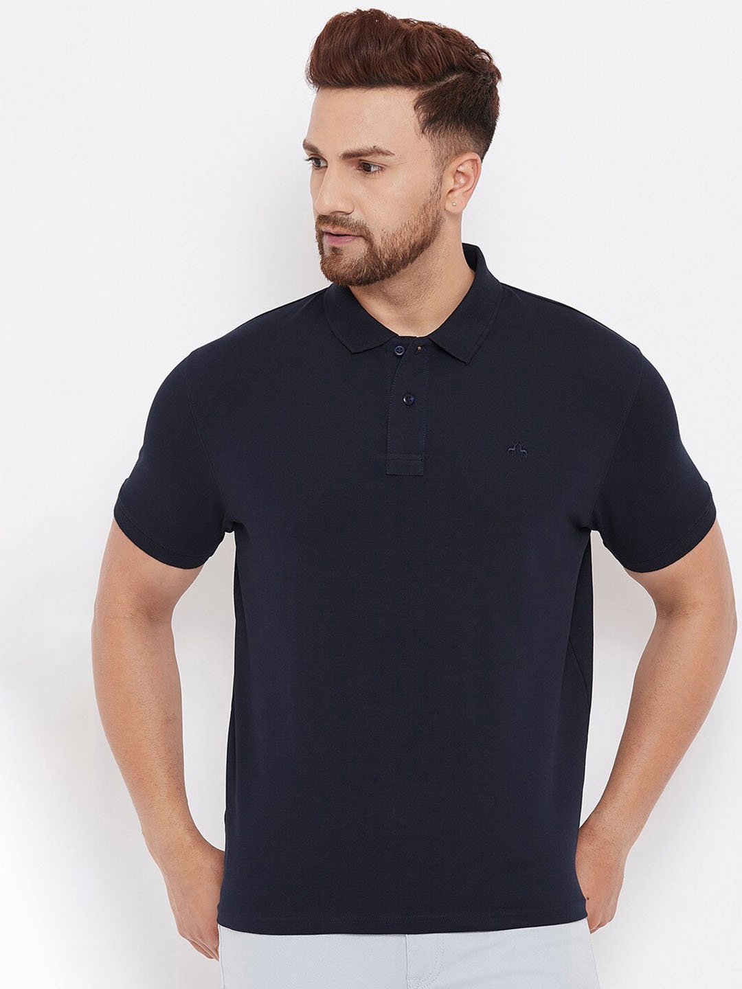 

98 Degree North Polo Collar Cotton T-shirt, Navy blue