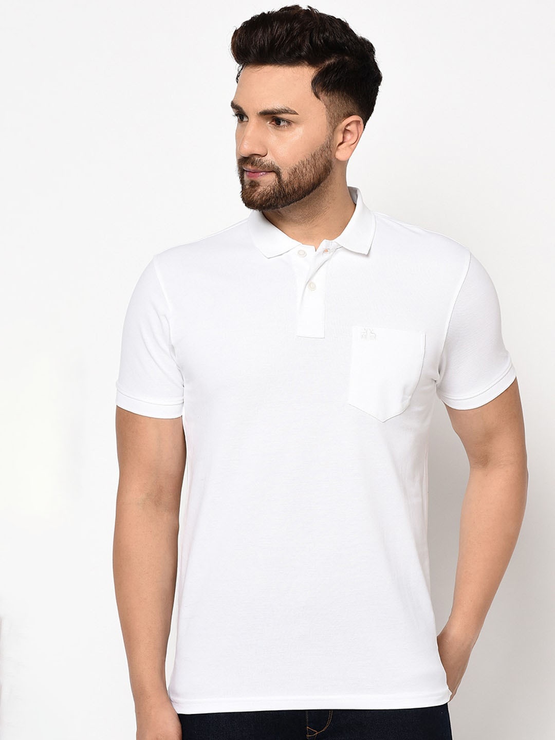 

98 Degree North Polo Collar Cotton T-shirt, White
