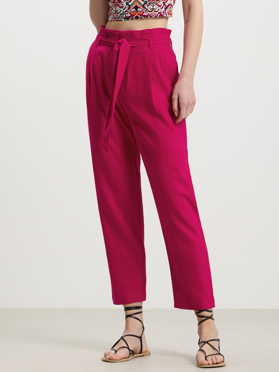 

CALLIOPE Women Straight Fit High-Rise Trousers, Red