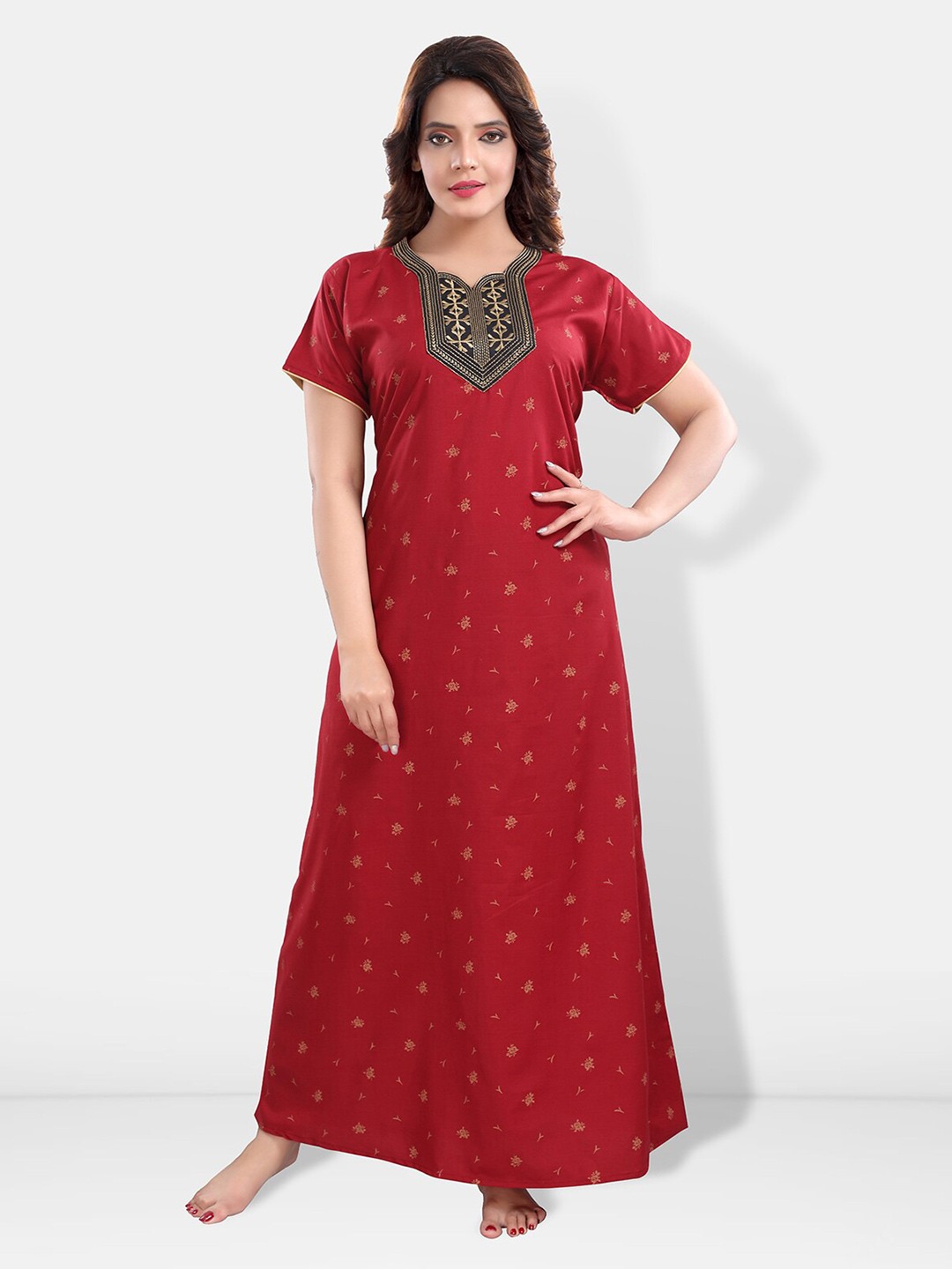 

Be You Printed Maxi Nightdress, Red