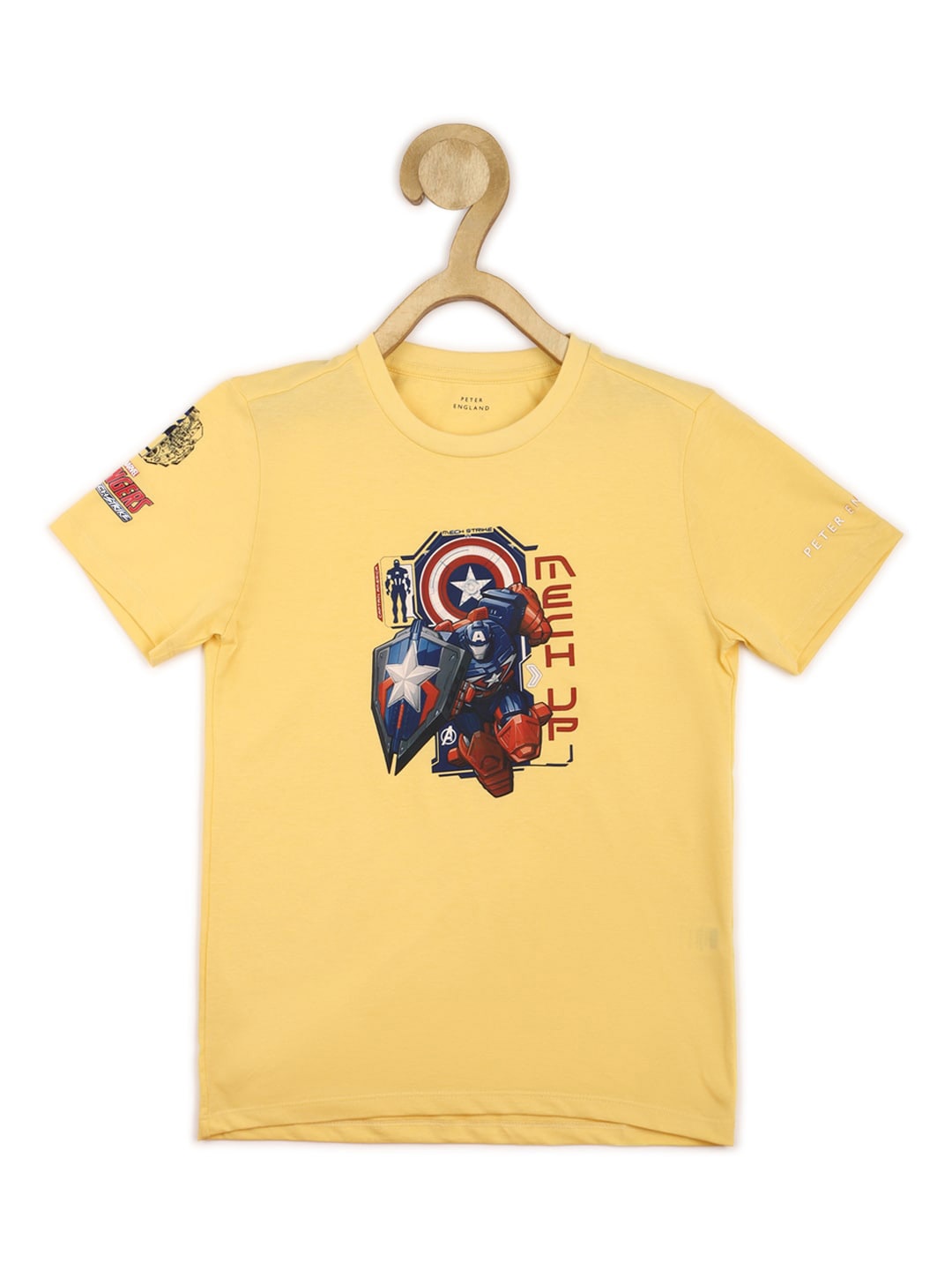 

Peter England Boys Captain America Printed Pure Cotton T-shirt, Yellow
