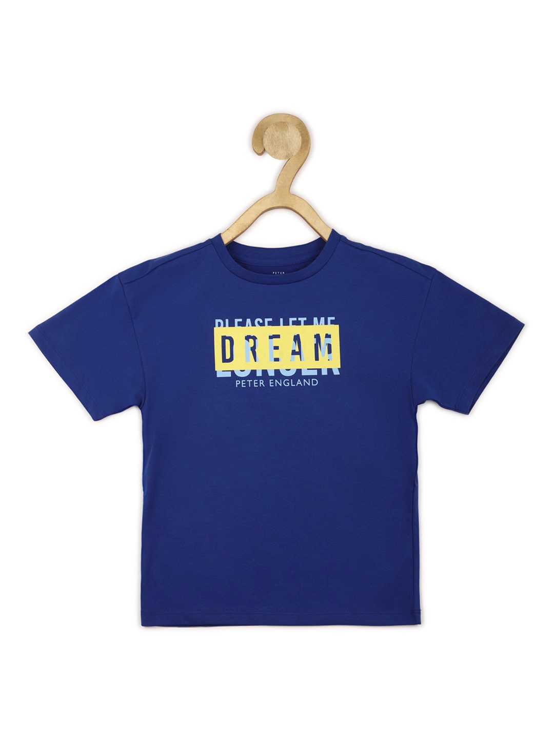 

Peter England Boys Typography Printed Pure Cotton T-shirt, Blue