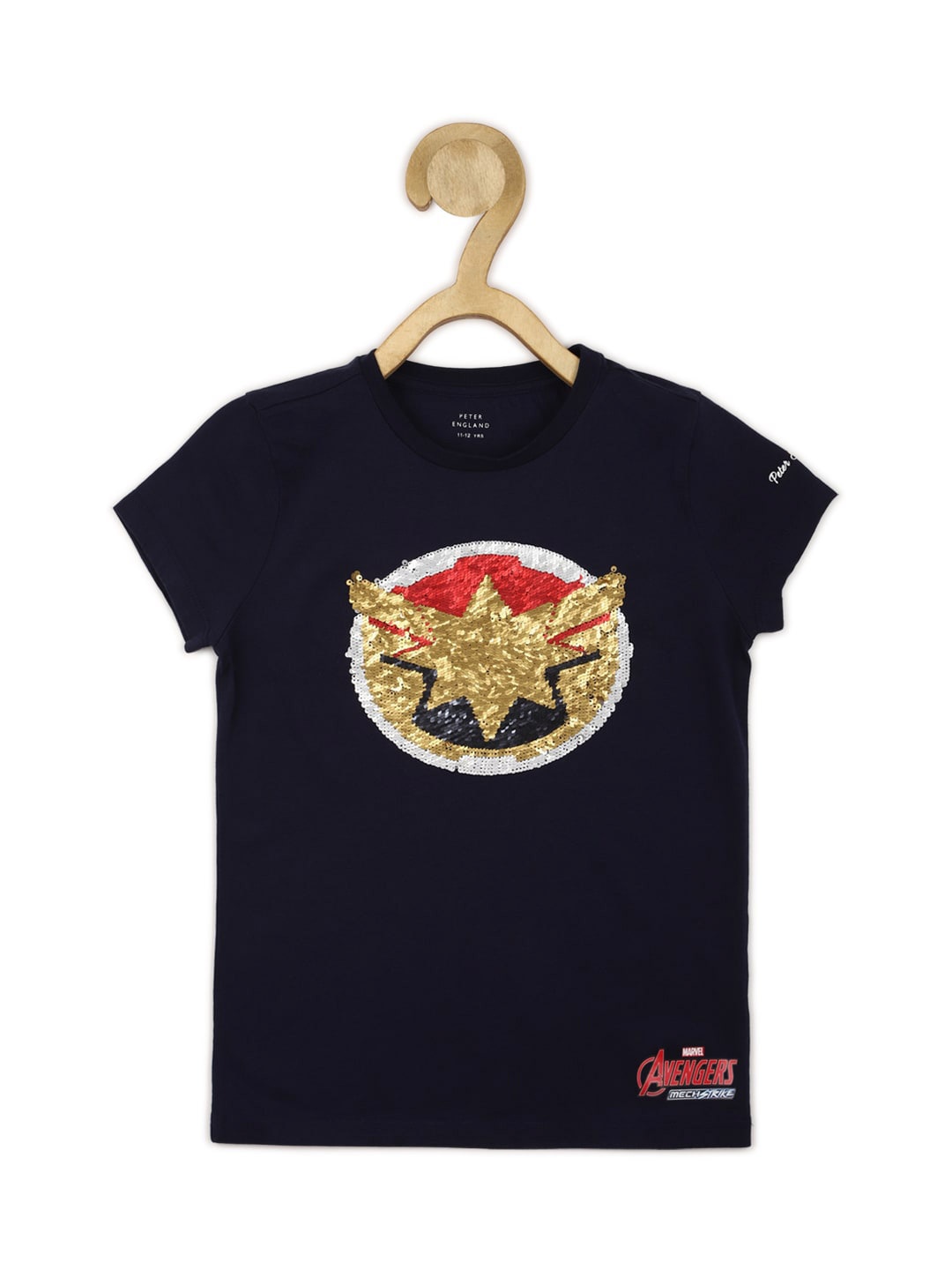 

Peter England Girls Avengers Printed Pure Cotton T-shirt, Navy blue