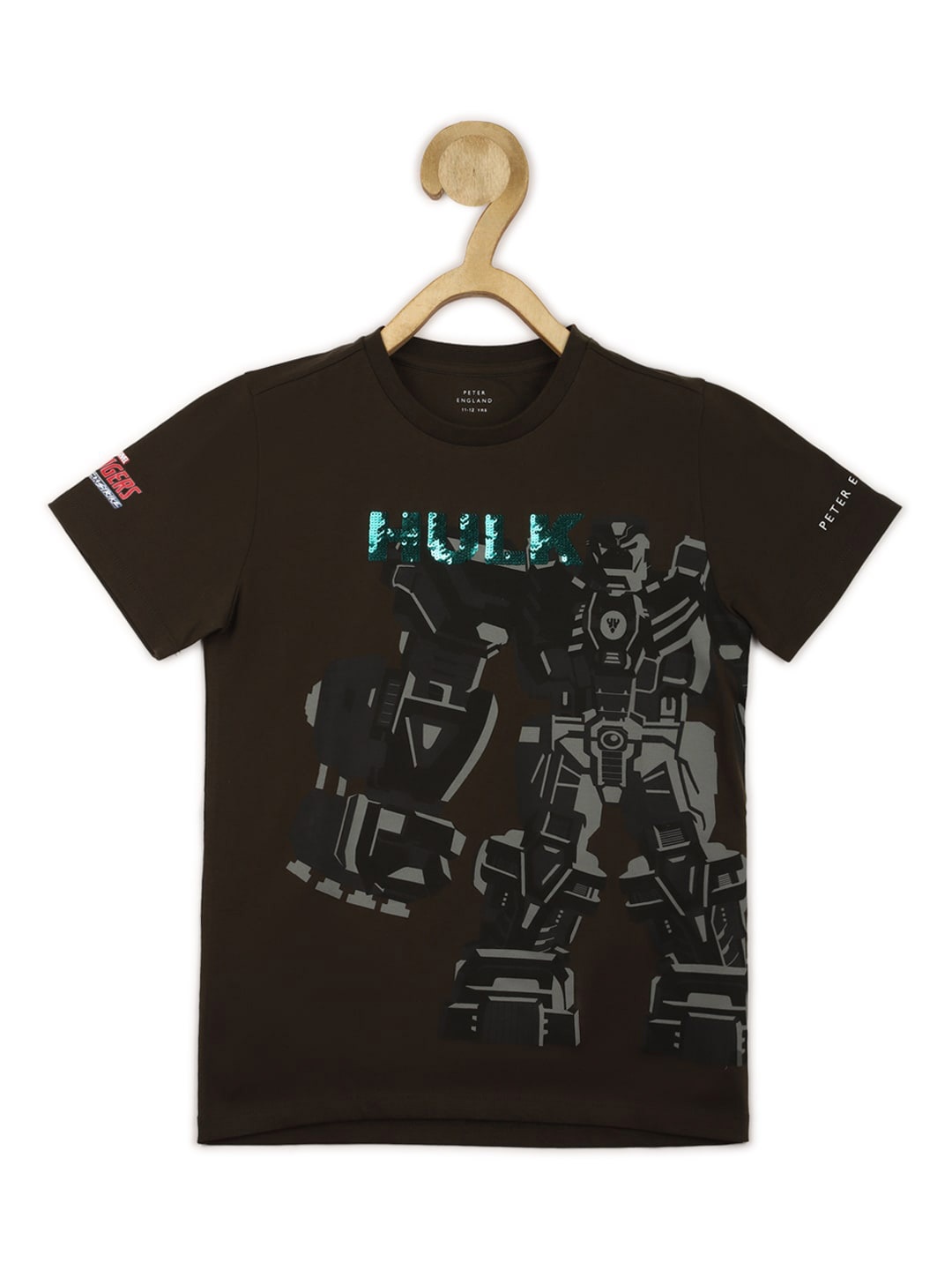 

Peter England Boys Hulk Printed Pure Cotton T-shirt, Brown