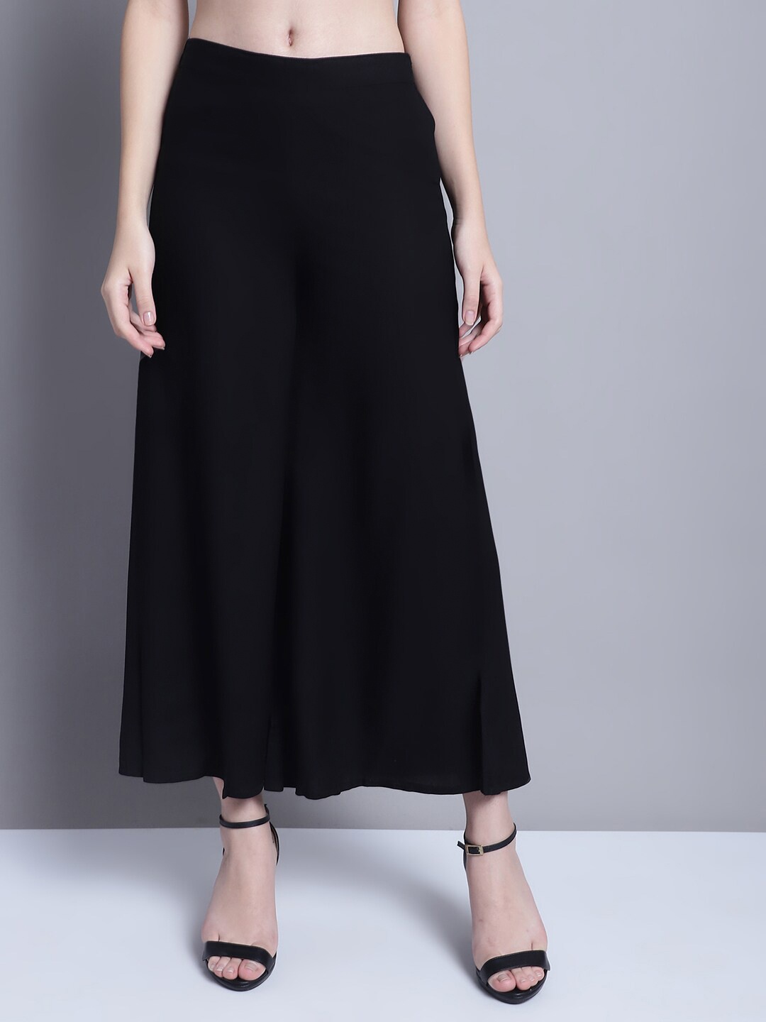 

Jompers Women Wide Leg Ethnic Palazzos, Black