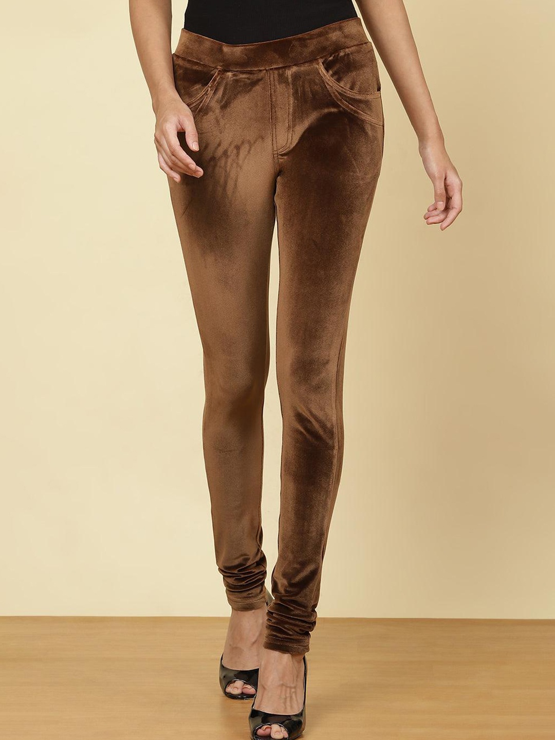 

Lakshita Women Skinny Fit Jeggings, Brown