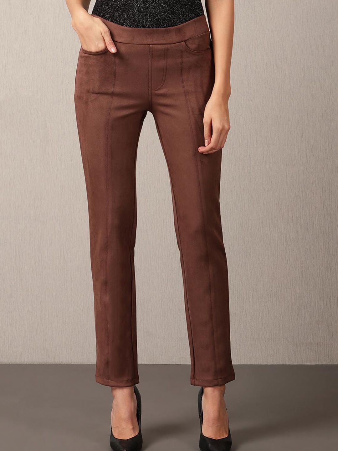 

Lakshita Women Skinny Fit Jeggings, Brown