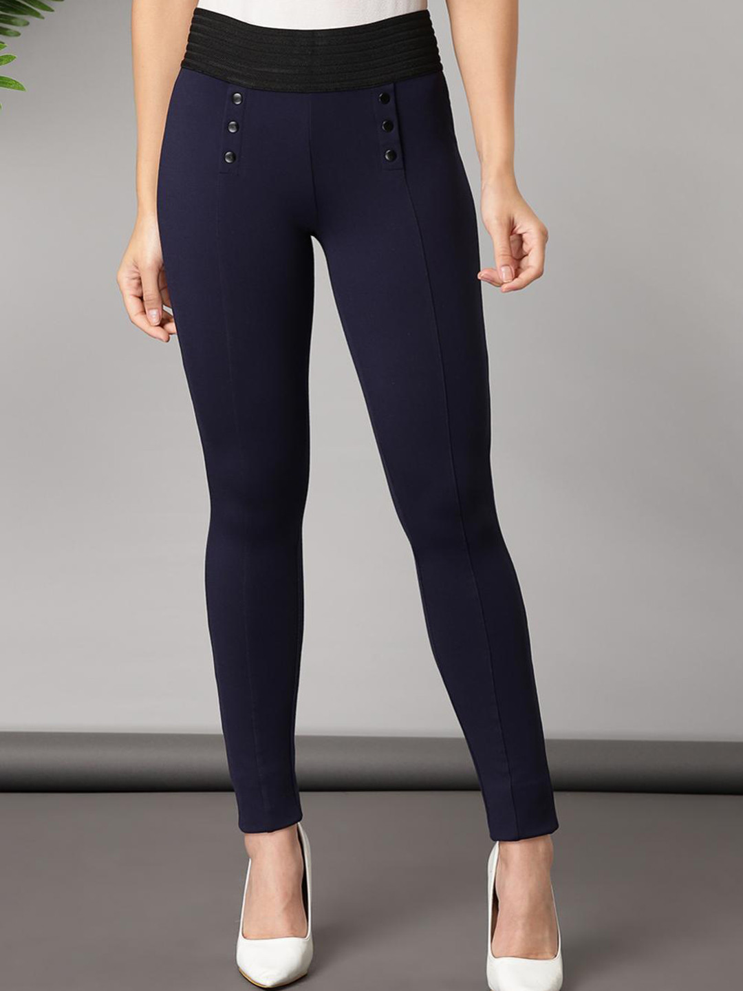 

Lakshita Women Skinny Fit Jeggings, Navy blue