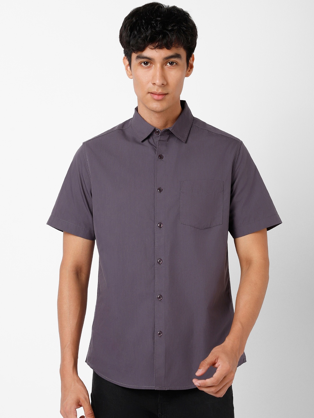 

VASTRADO Spread Collar Cotton Casual Shirt, Grey