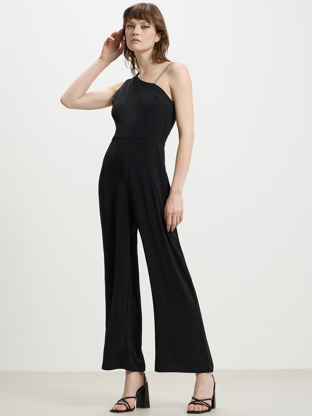 CALLIOPE One Shoulder Jumpsuit, Black