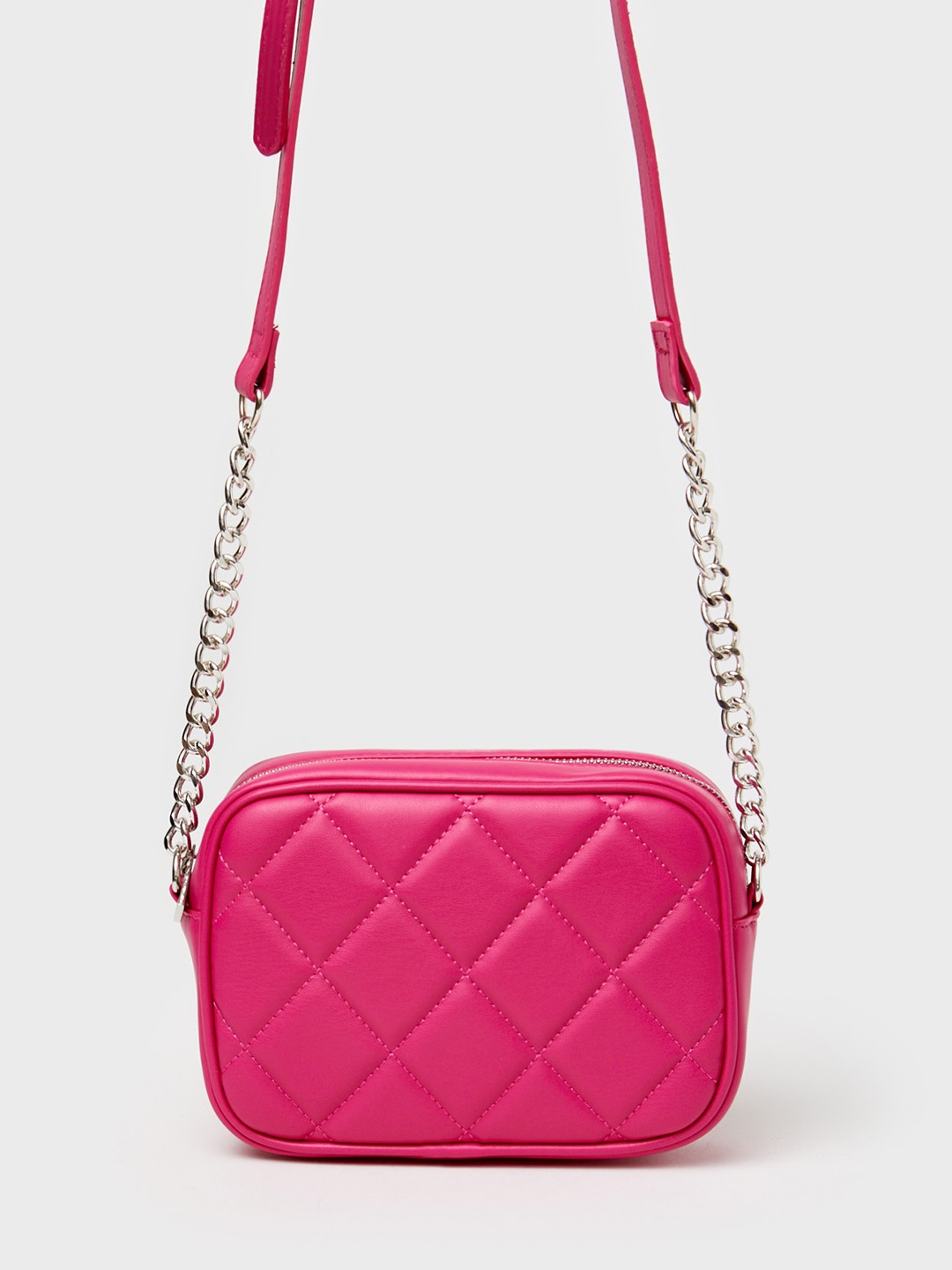 

CALLIOPE Structured Sling Bag with Quilted Detail, Fuchsia