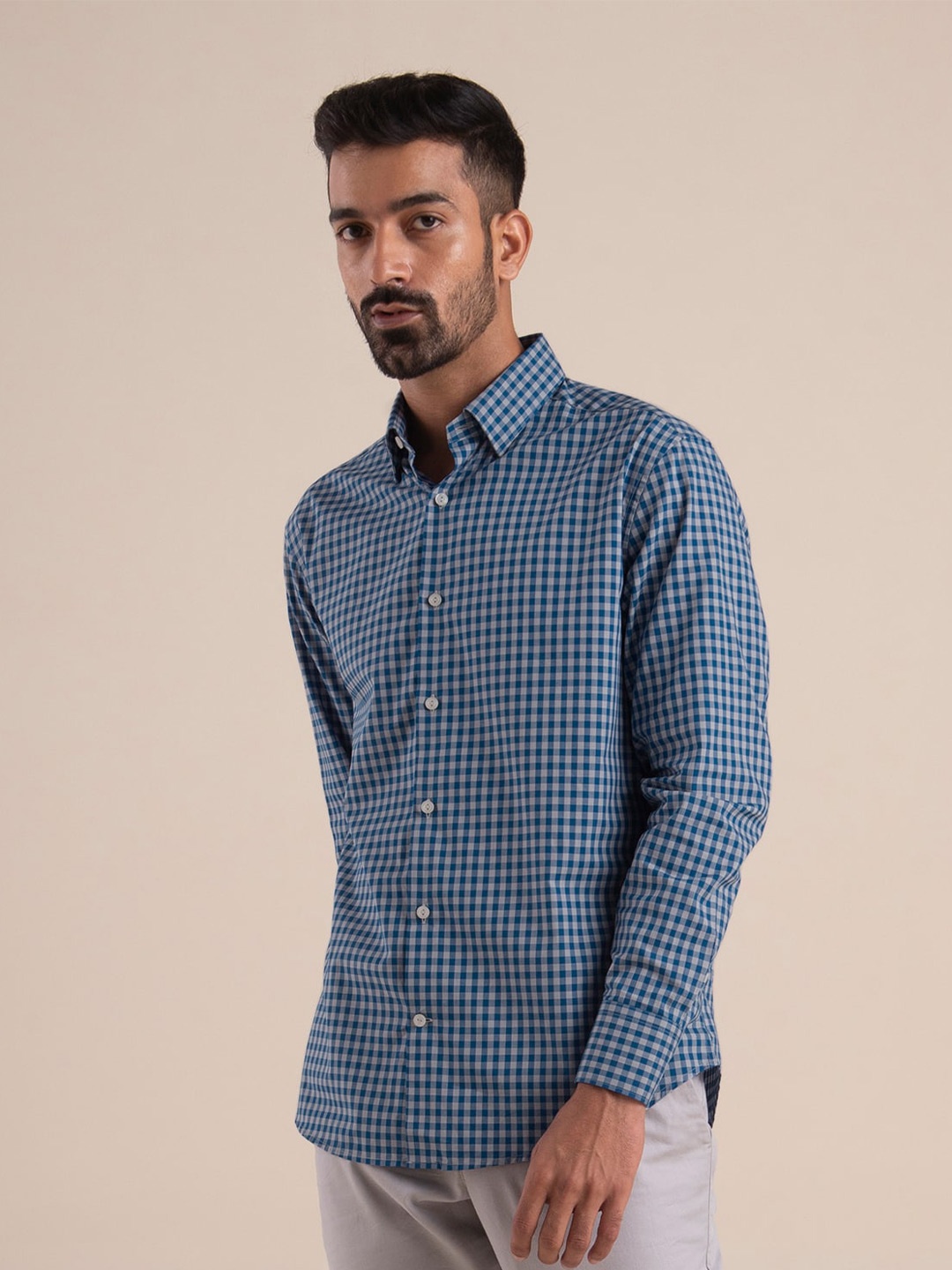 

Andamen Classic Slim Fit Gingham Checked Casual Shirt, Blue