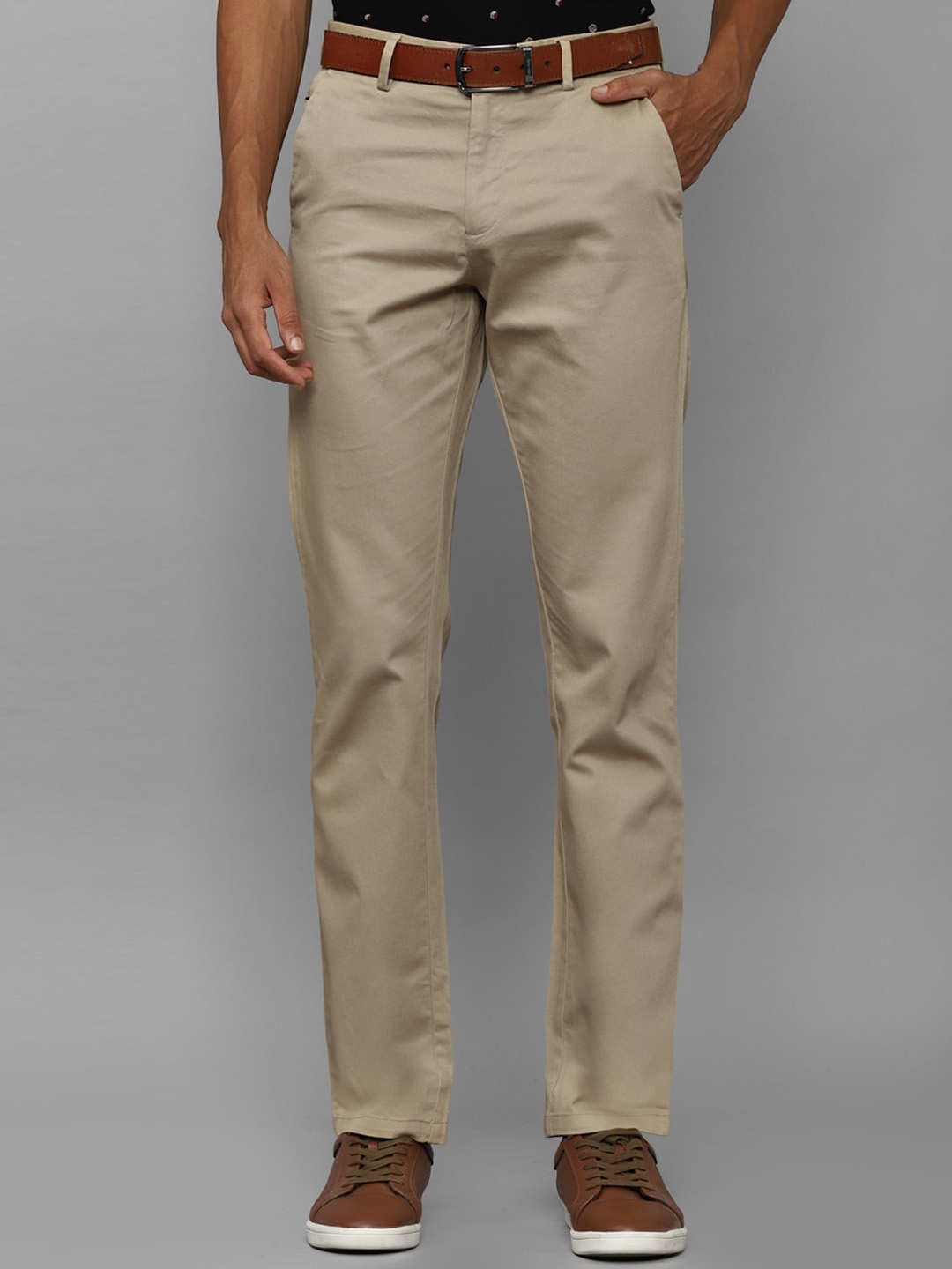 

Allen Solly Men Mid Rise Trousers, Khaki