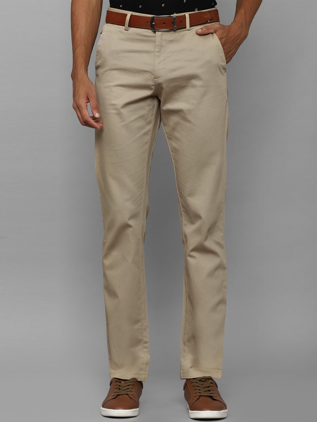 

Allen Solly Men Mid Rise Trousers, Khaki