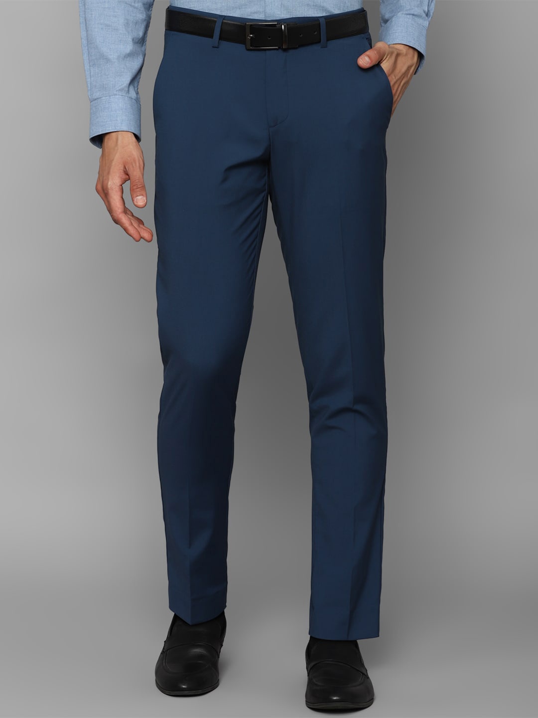 

Allen Solly Men Mid Rise Slim Fit Formal Trousers, Navy blue