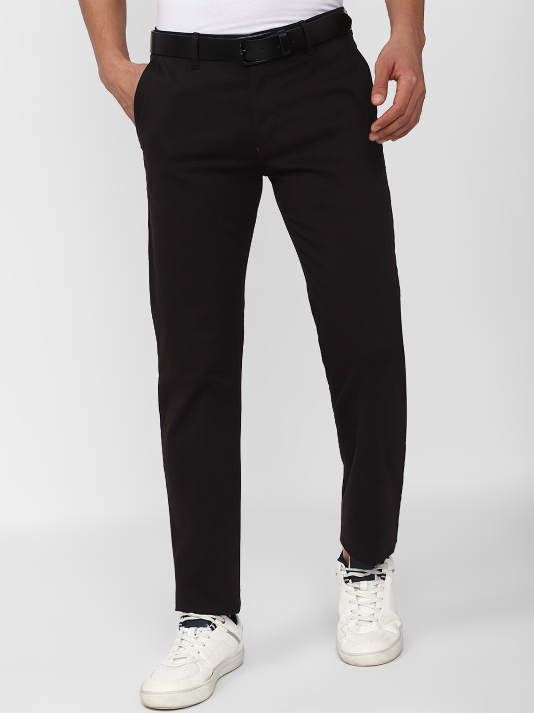 

Peter England Casuals Men Mid Rise Cotton Trousers, Black