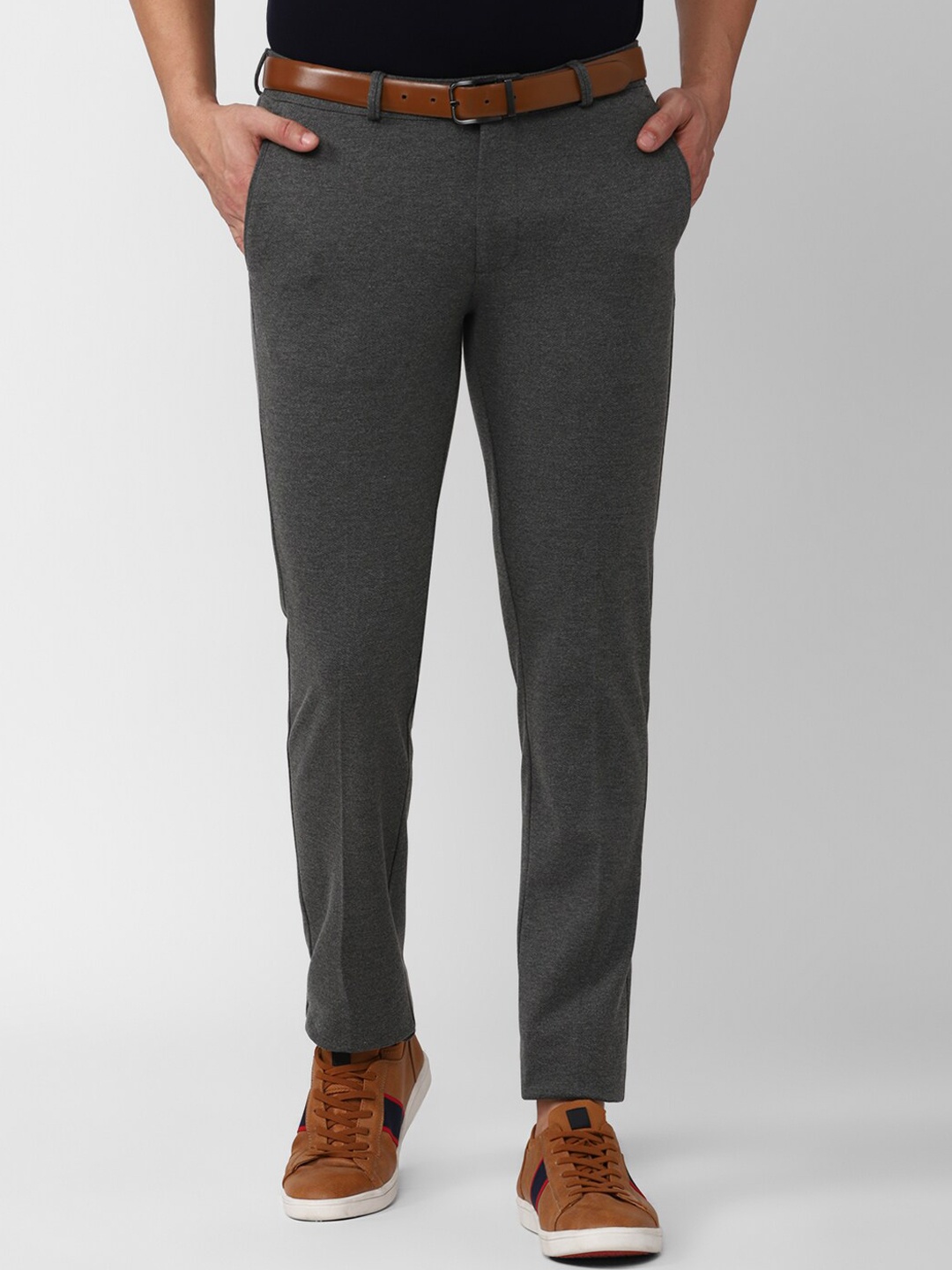 

Van Heusen Sport Men Textured Slim Fit Formal Trousers, Grey