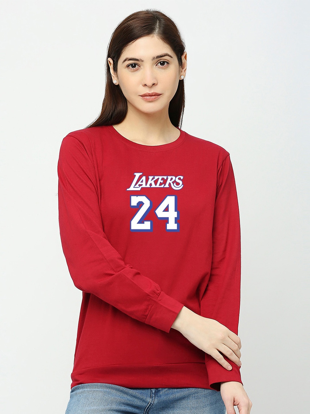 STATUS MANTRA Varsity Printed Pure Cotton T-shirt, Red