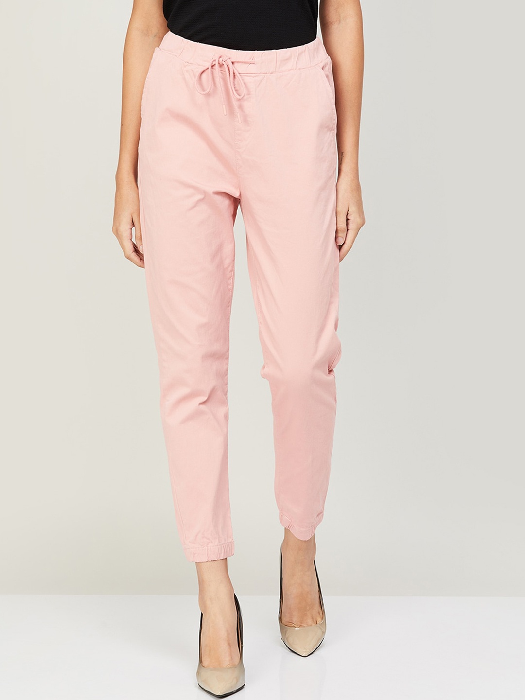 

CODE by Lifestyle Women Mid Rise Cotton Trousers, Pink