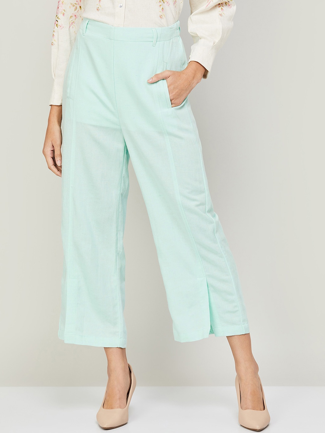 

CODE by Lifestyle Women Mid Rise Parallel Trousers, Green