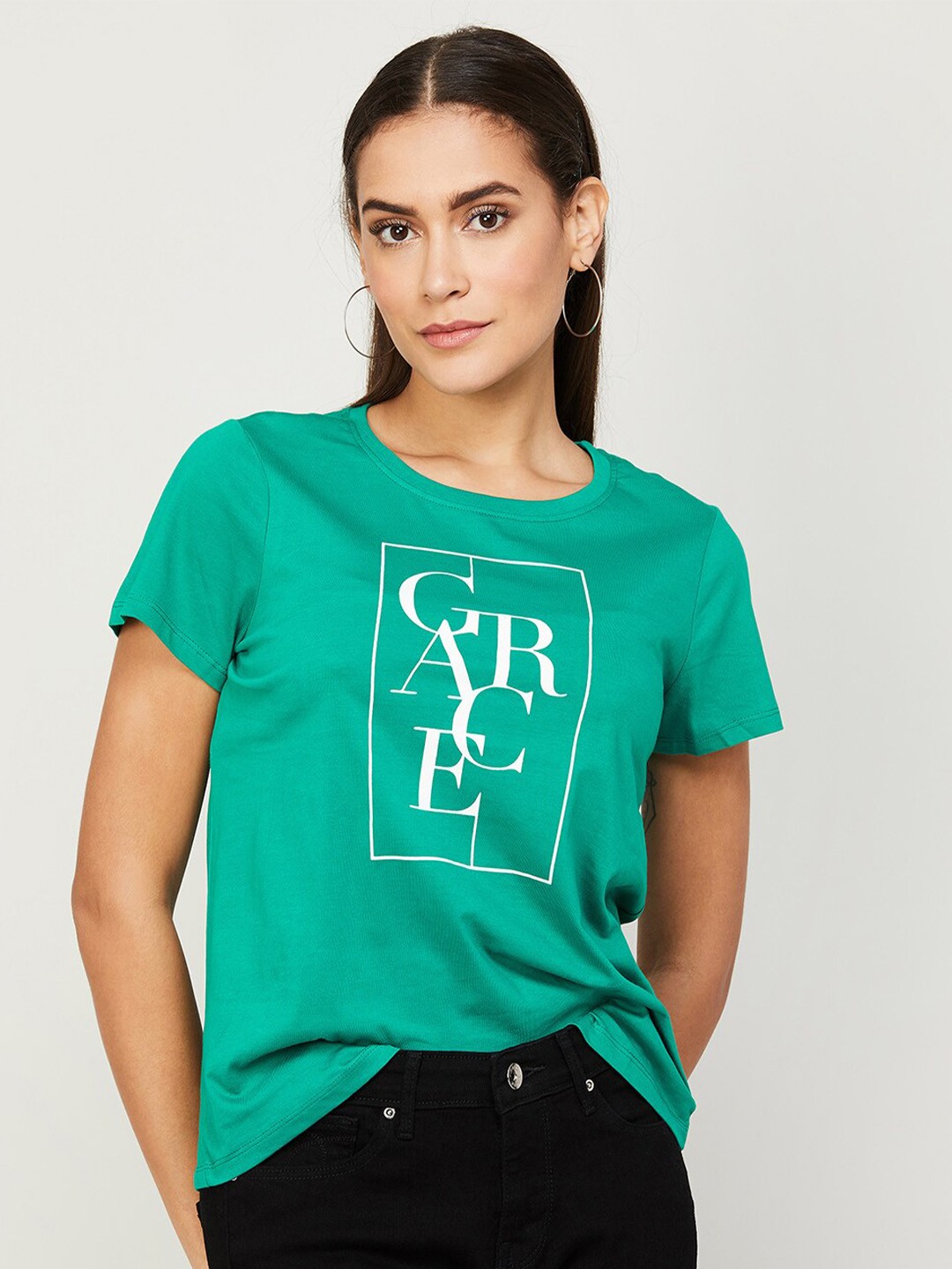 

Fame Forever by Lifestyle Typography Printed Pure Cotton T-shirt, Green
