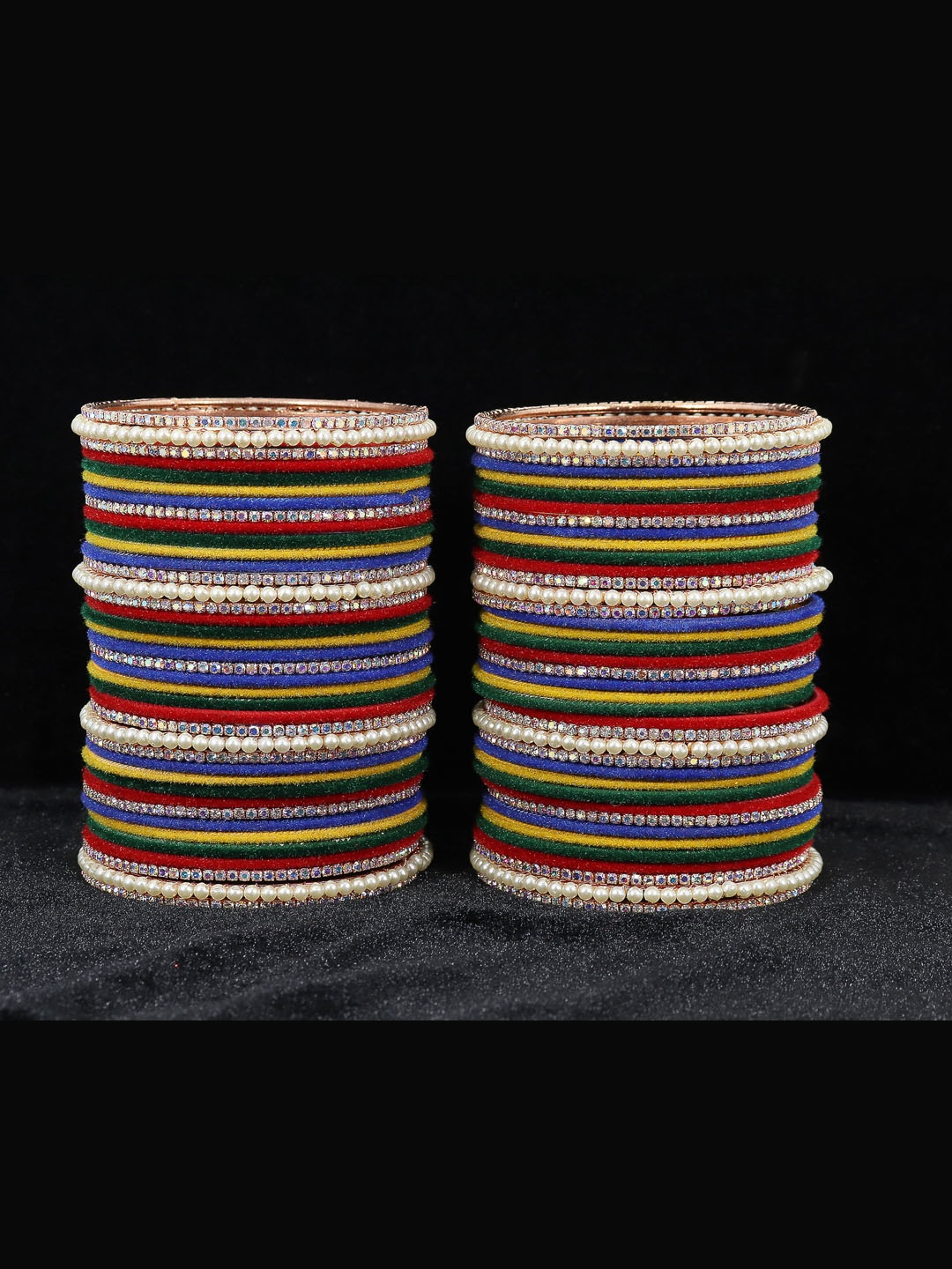 

NMII Set Of 78 CZ-Studded & Beaded Bangles, Navy blue