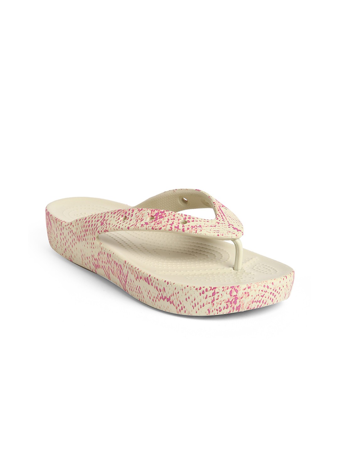 

Crocs Women Printed Croslite Thong Flip-Flops, Cream