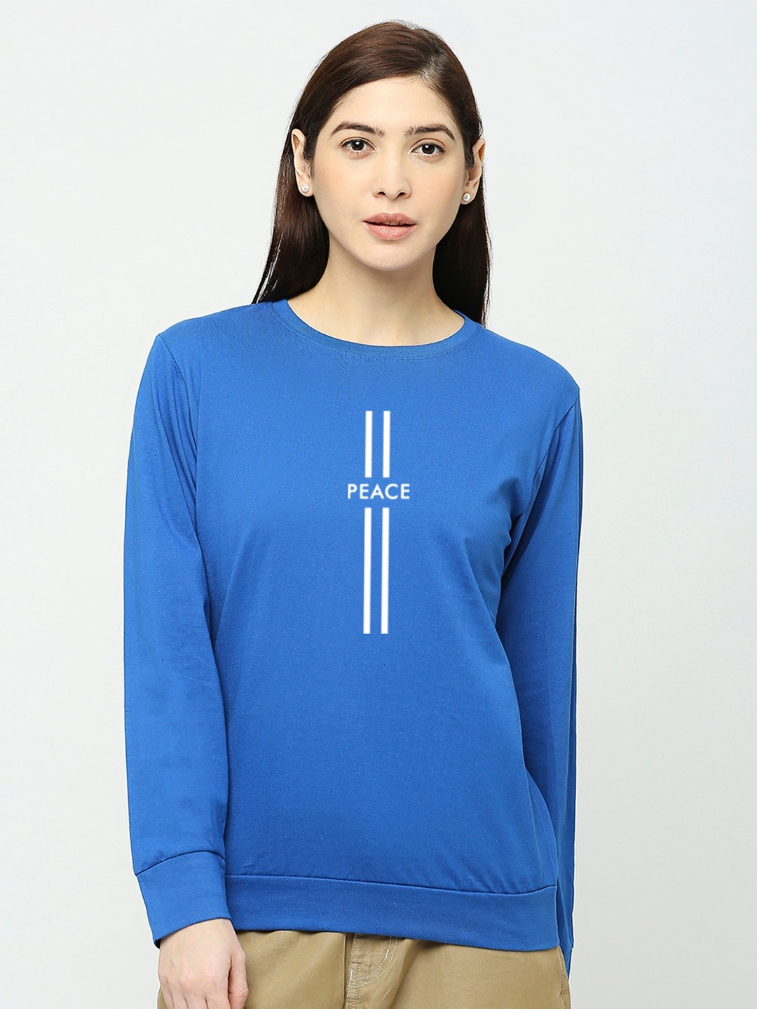 STATUS MANTRA Typography Printed Pure Cotton T-shirt, Blue