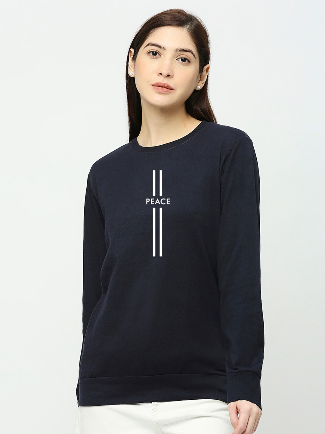 

STATUS MANTRA Typography Printed Cotton T-shirt, Navy blue