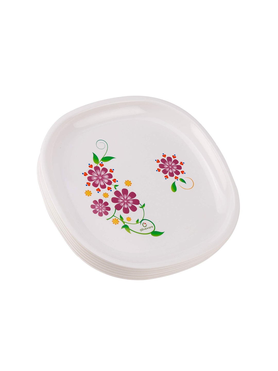 

SOPL-OLIVEWARE 6 Pieces Floral Printed Matte Plates, Purple