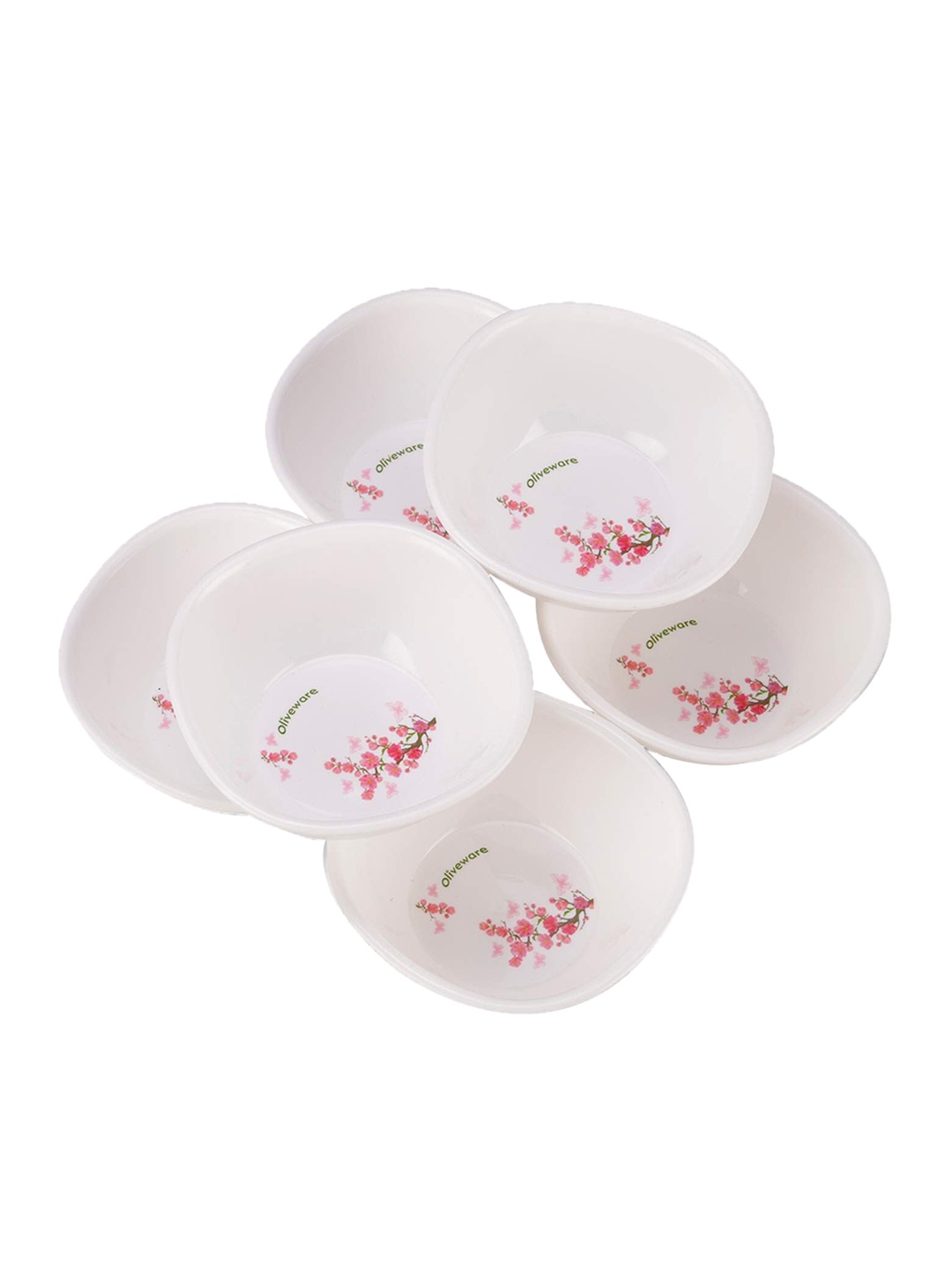 

SOPL-OLIVEWARE Pink 6 Pieces Floral Printed Plastic Matte Bowls
