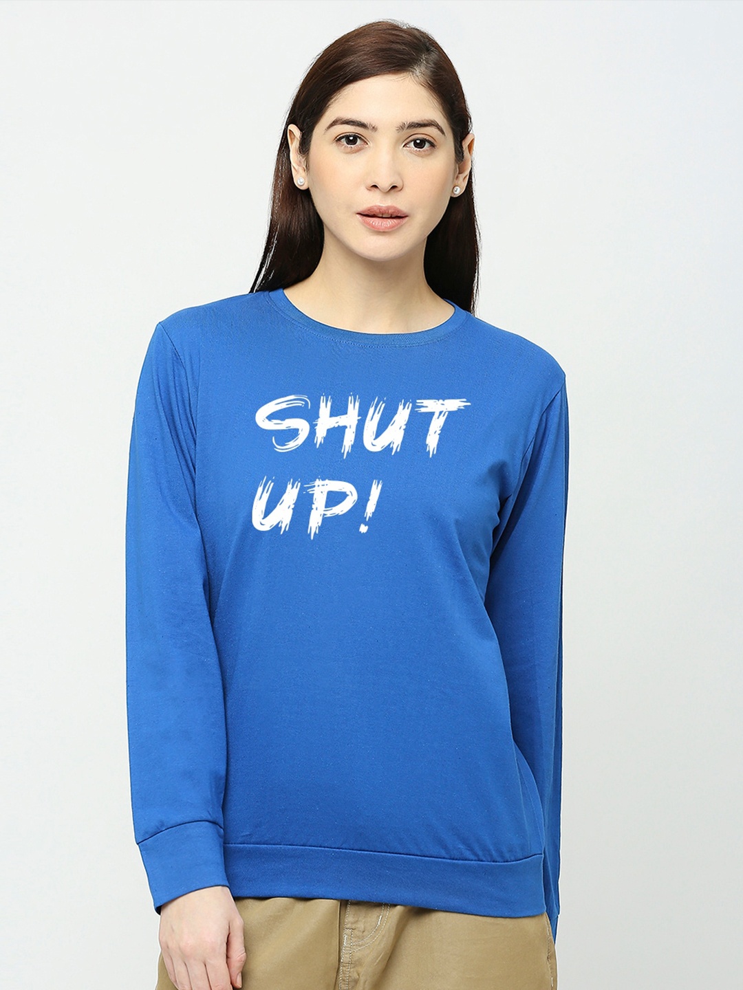 

STATUS MANTRA Typography Printed Pure Cotton T-shirt, Blue