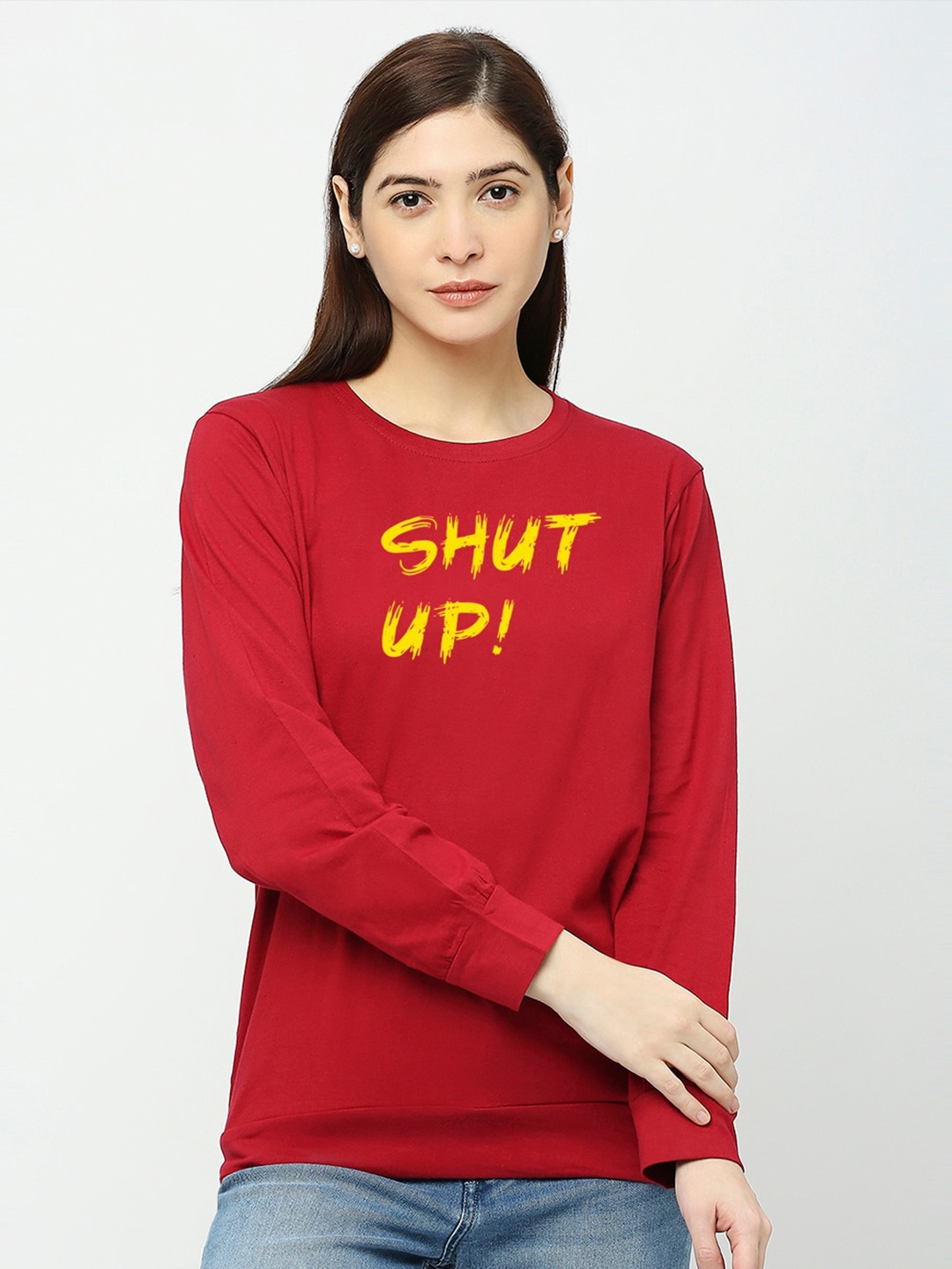 

STATUS MANTRA Typography Printed Cotton Knitted T-shirt, Maroon