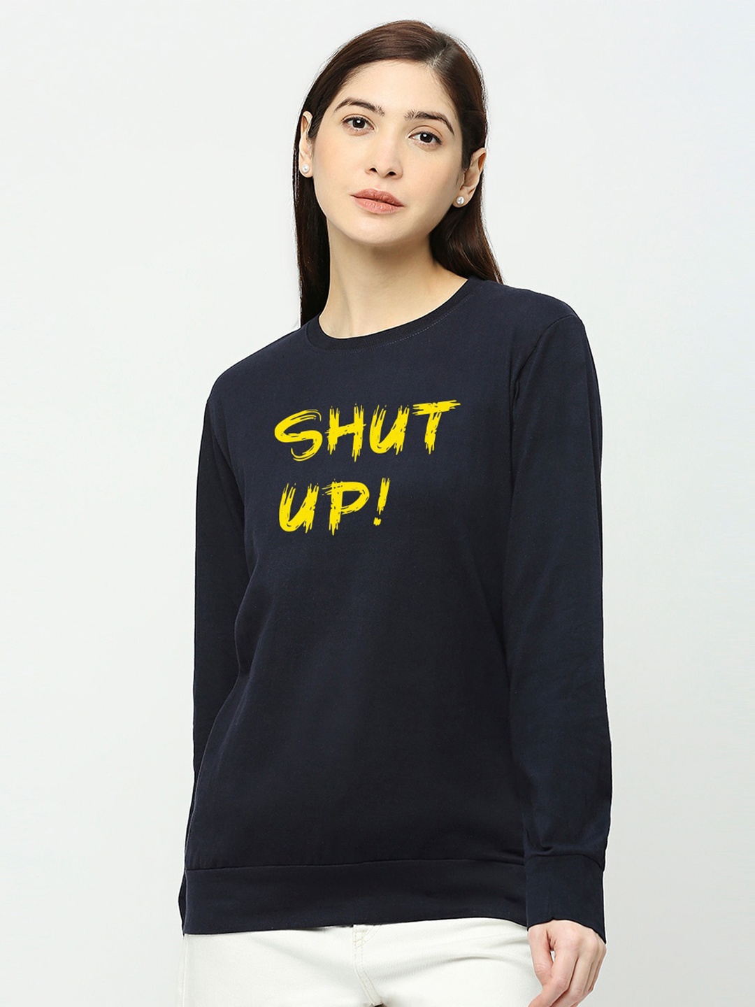 

STATUS MANTRA Typography Printed Cotton Knitted T-shirt, Navy blue