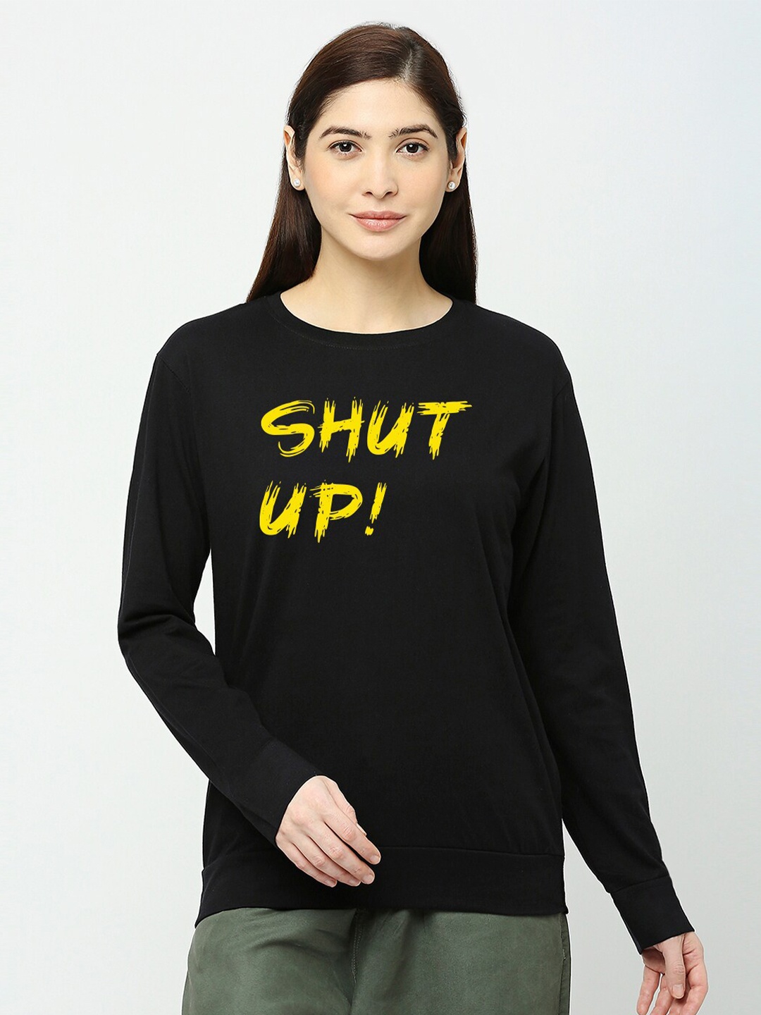 

STATUS MANTRA Typography Printed Cotton Knitted T-shirt, Black