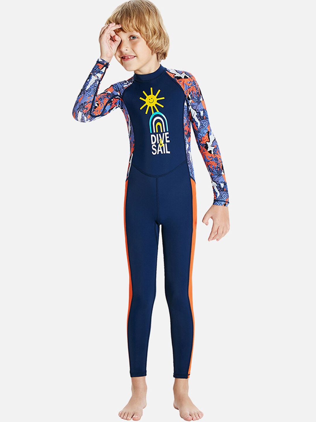 

Little Surprise Box LLP Kids Sunshine Printed Legsuit, Blue