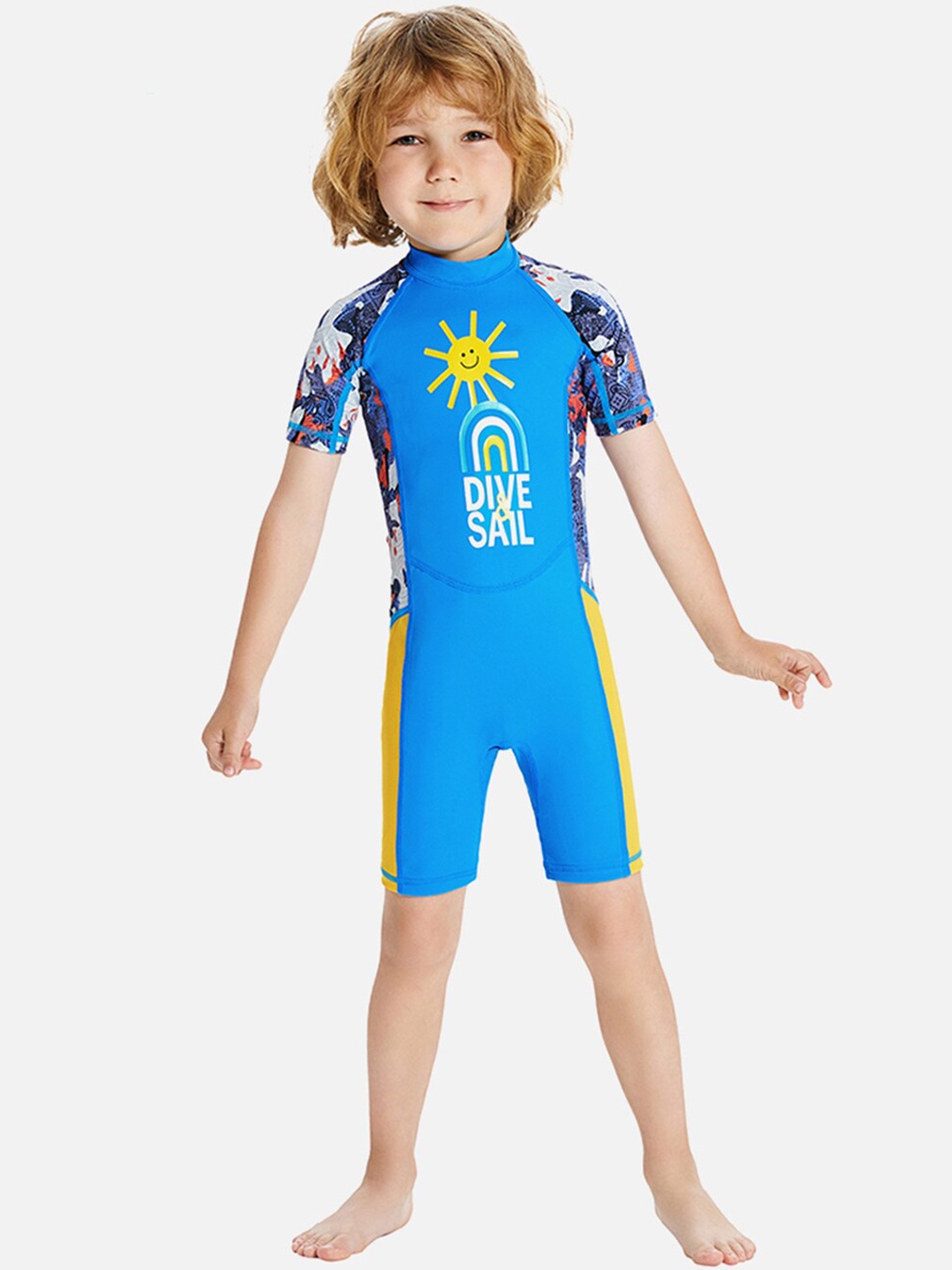 

Little Surprise Box LLP Kids Printed UPF 50+ Legsuit Swimwear, Blue