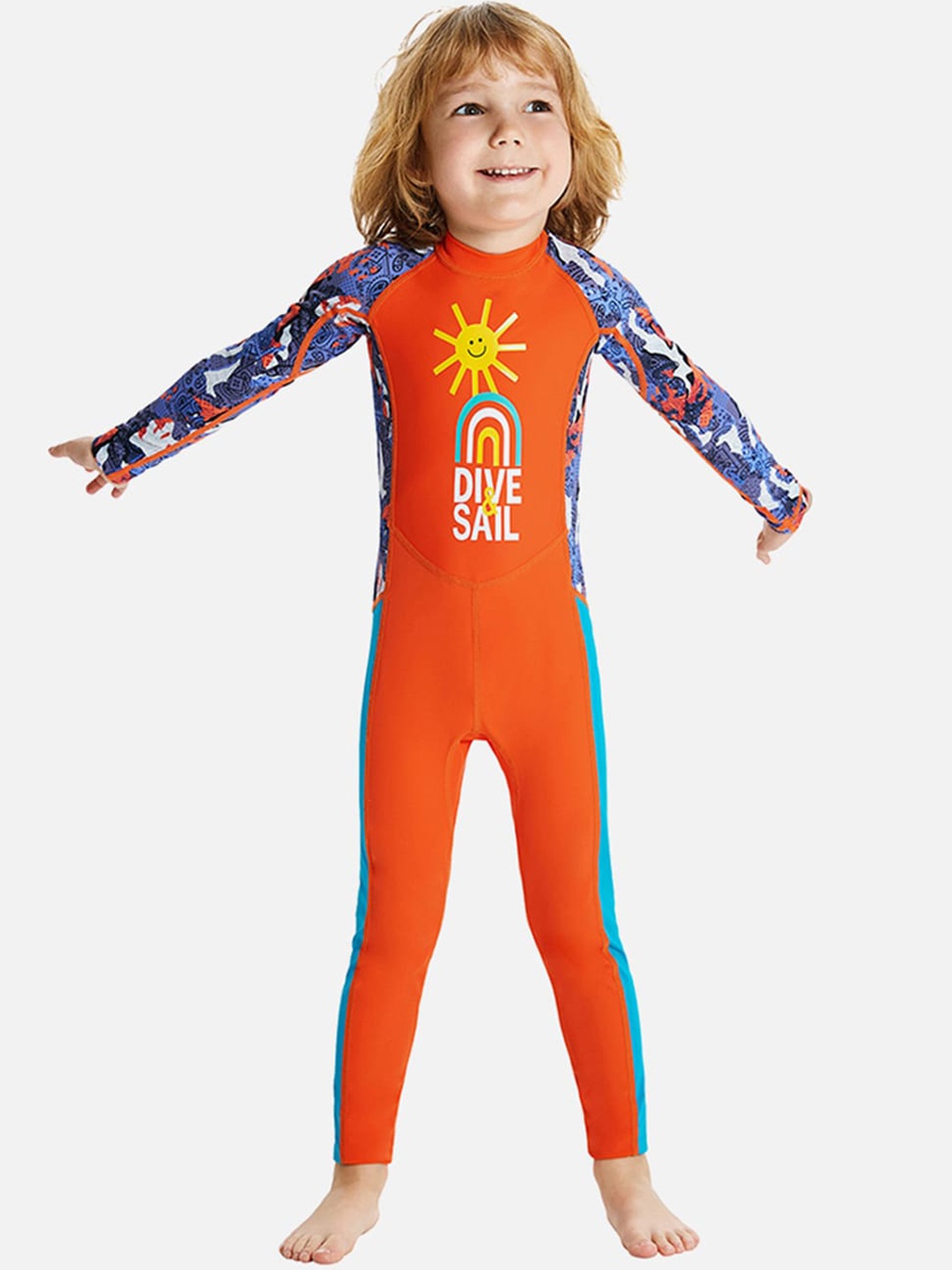 

Little Surprise Box LLP Kids Sunshine Printed Legsuit, Orange