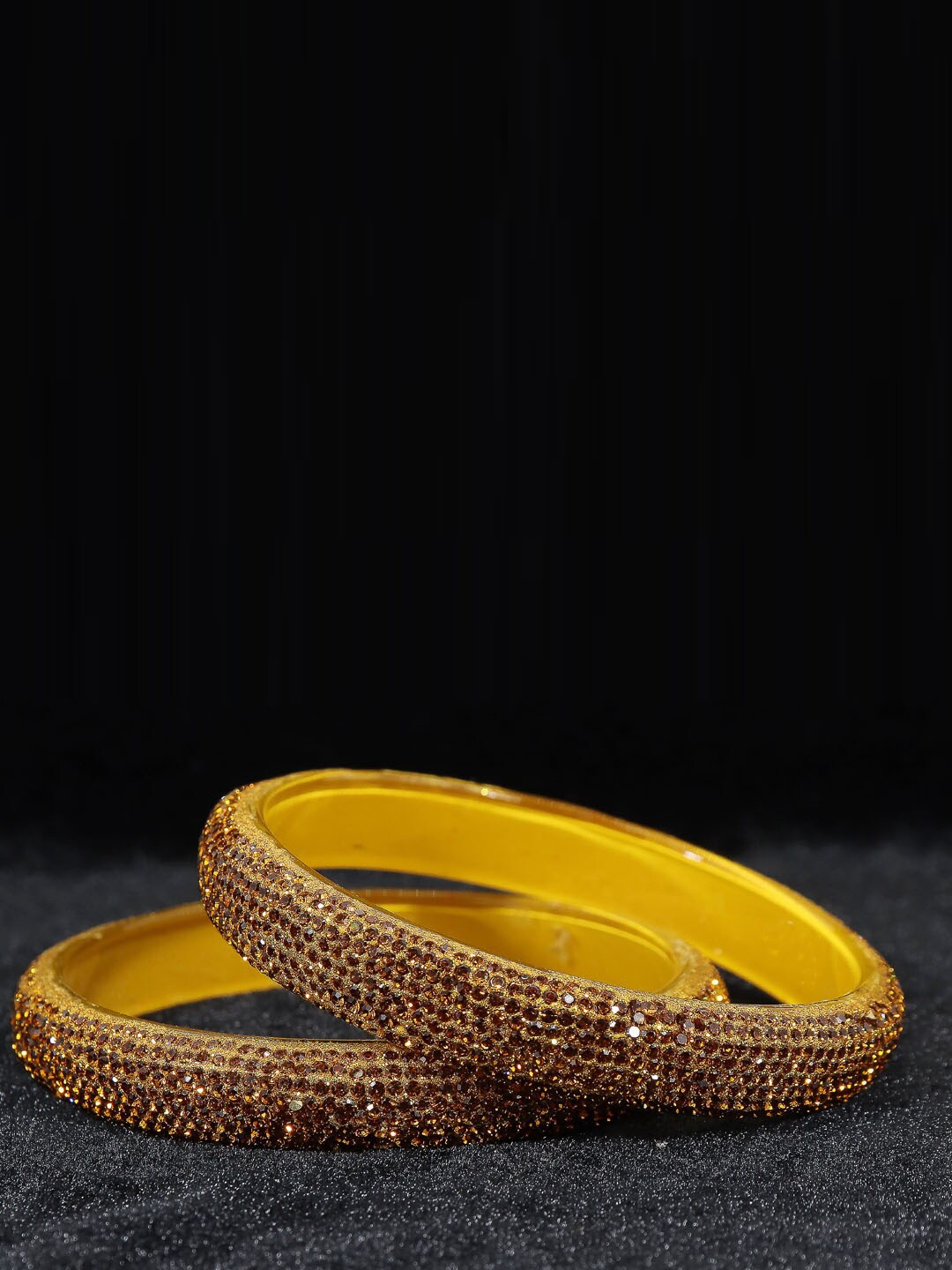 

NMII Set of 2 CZ-Studded Glitter Bangles, Yellow