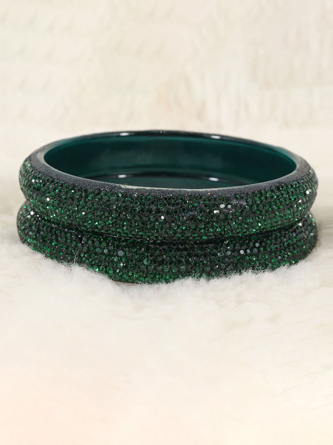 

NMII Set of 2 Stone-Studded Bangles, Green