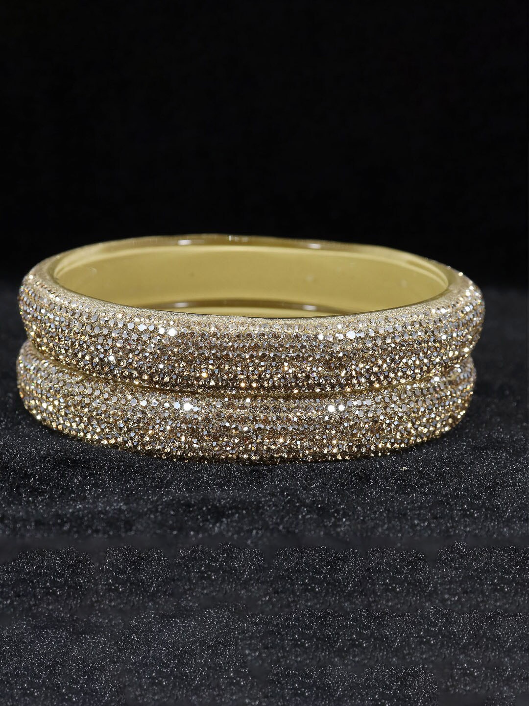 

NMII Set of 2 Stone-Studded Gitter Bangles, White