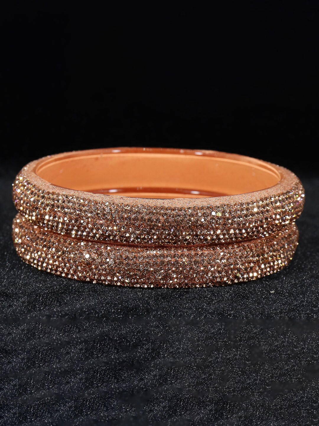 

NMII Set Of 2 CZ-Studded Glitter Bangles, Peach