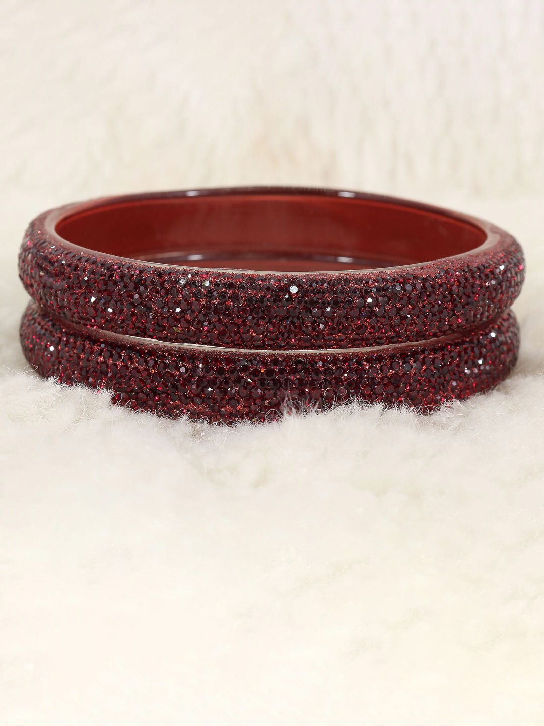 

NMII Set Of 2 CZ-Studded Bangles, Maroon