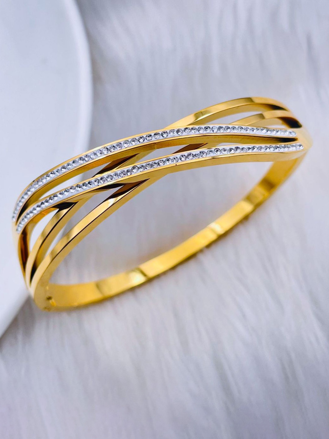 

ZIVOM Gold-Plated Cubic Zirconia Kada Bracelet