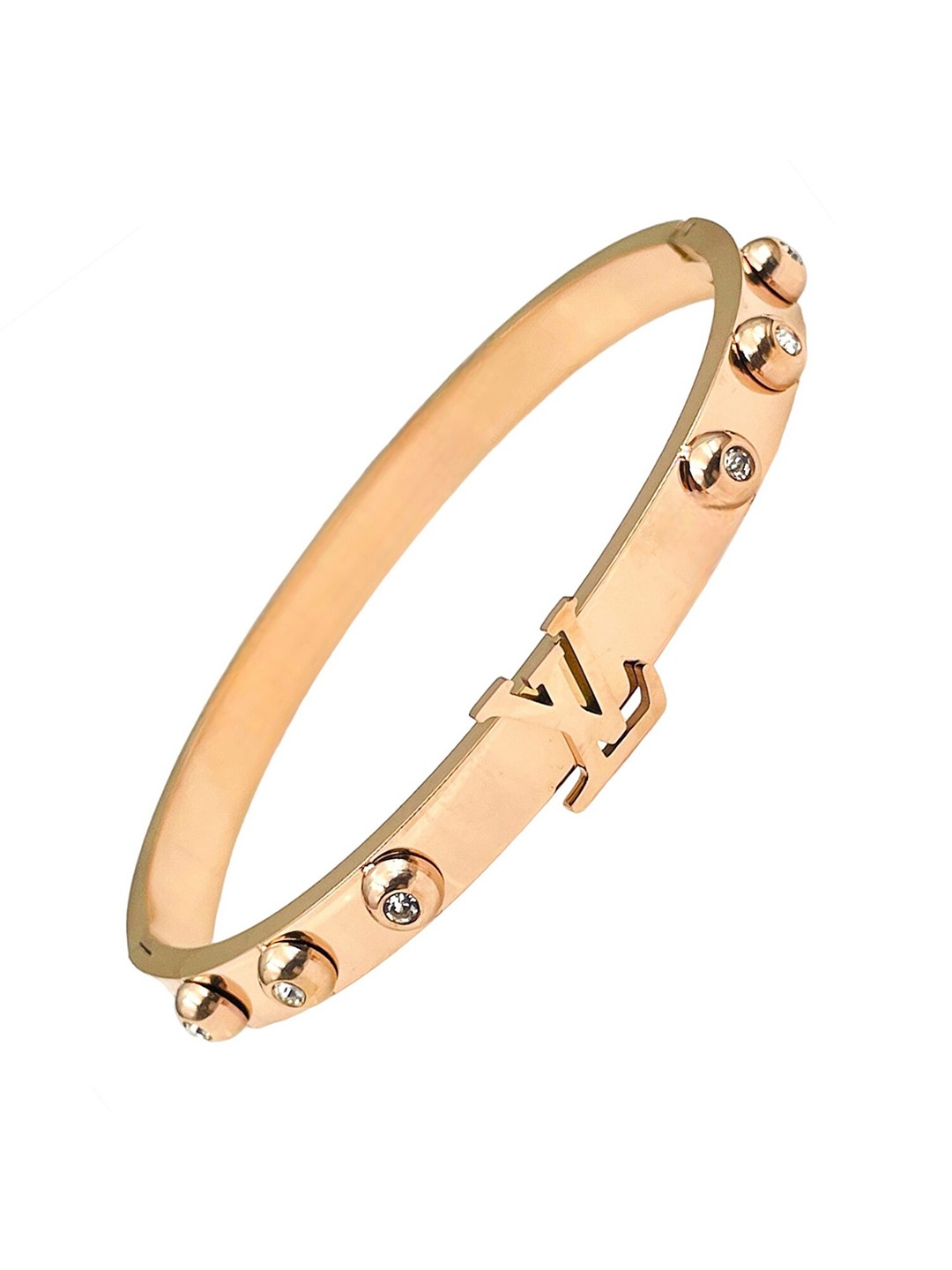 

ZIVOM Women Rose Gold-Plated Cubic Zirconia Bangle-Style Bracelet