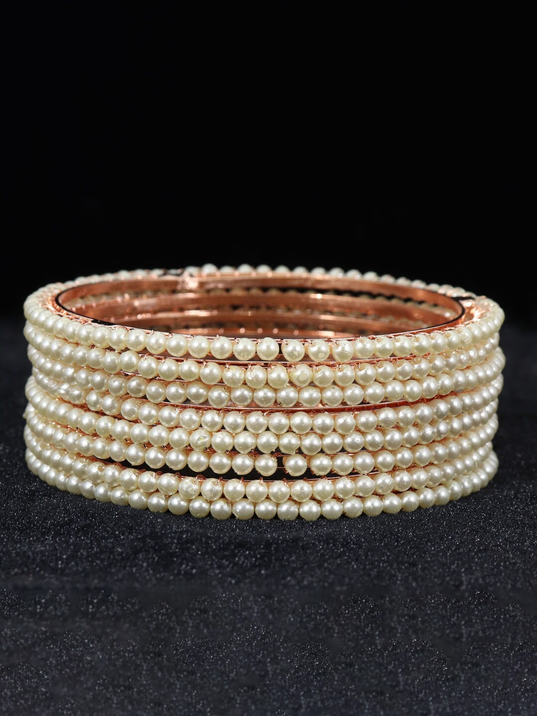 

NMII Set of 8 Beads-Studded Bangles, Gold