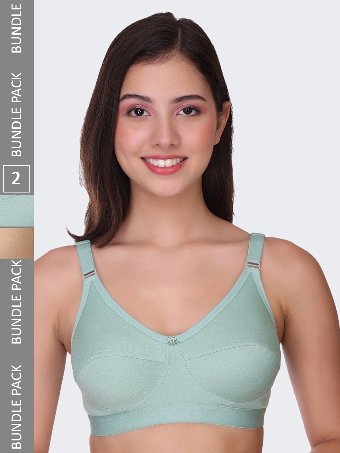 

POOJA RAGENEE Pack of 2 Full Coverage Cotton Bra bq2183d_2p_lgrn_pk_28d, Green