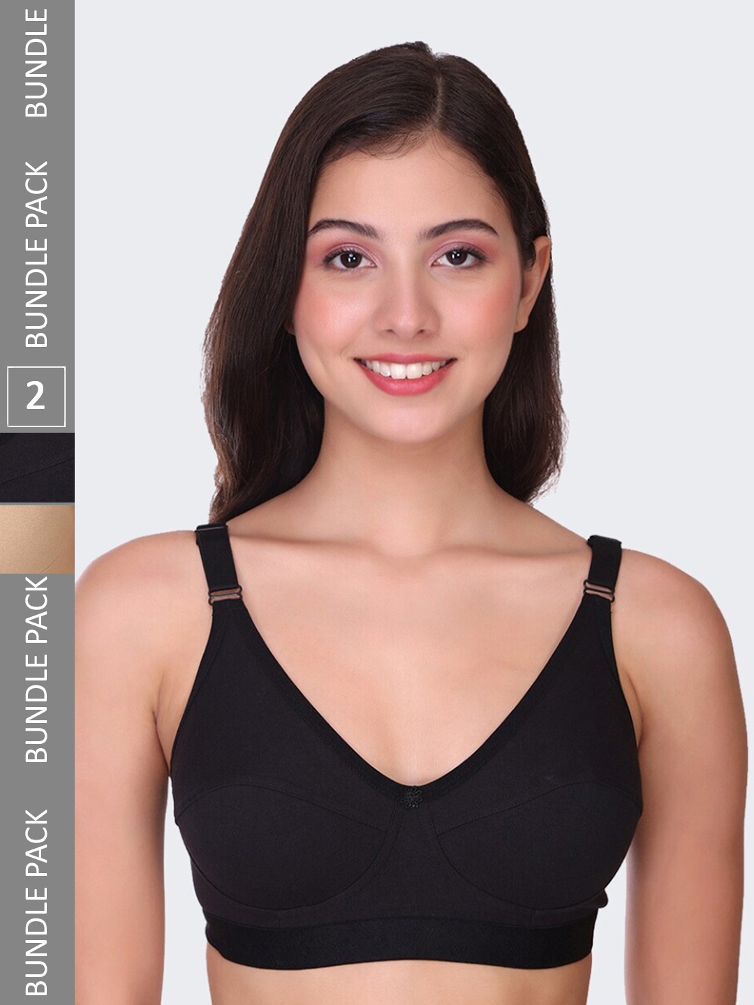 

POOJA RAGENEE Pack Of 2 Full Coverage Cotton Bra bq2183d_2p_sk_bl_28d, Nude